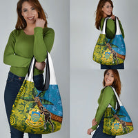 Tuvalu and Australia Together Grocery Bag Tapa Pattern and Aboriginal mix Culture LT03 - Polynesian Pride