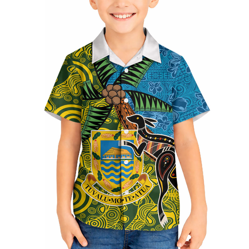 Tuvalu and Australia Together Hawaiian Shirt Tapa Pattern and Aboriginal mix Culture LT03 - Polynesian Pride