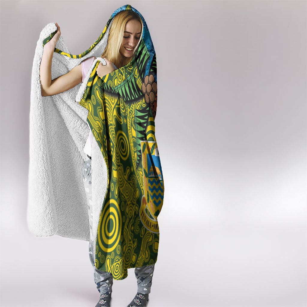 Tuvalu and Australia Together Hooded Blanket Tapa Pattern and Aboriginal mix Culture LT03 - Polynesian Pride