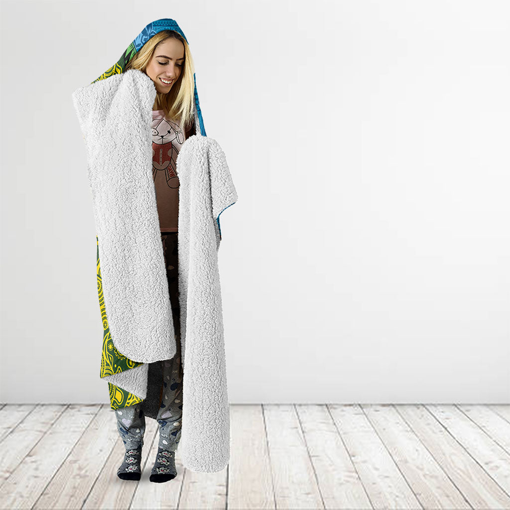 Tuvalu and Australia Together Hooded Blanket Tapa Pattern and Aboriginal mix Culture LT03 - Polynesian Pride