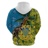 Tuvalu and Australia Together Hoodie Tapa Pattern and Aboriginal mix Culture LT03 - Polynesian Pride