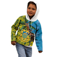Tuvalu and Australia Together Kid Hoodie Tapa Pattern and Aboriginal mix Culture LT03 - Polynesian Pride