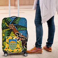 Tuvalu and Australia Together Luggage Cover Tapa Pattern and Aboriginal mix Culture LT03 Multicolor - Polynesian Pride
