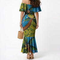 Tuvalu and Australia Together Mermaid Dress Tapa Pattern and Aboriginal mix Culture LT03 - Polynesian Pride