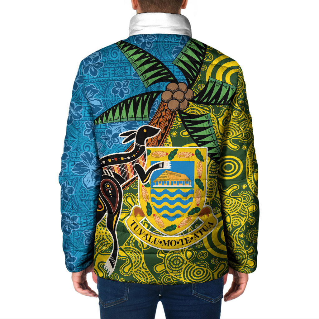 Tuvalu and Australia Together Padded Jacket Tapa Pattern and Aboriginal mix Culture LT03 - Polynesian Pride