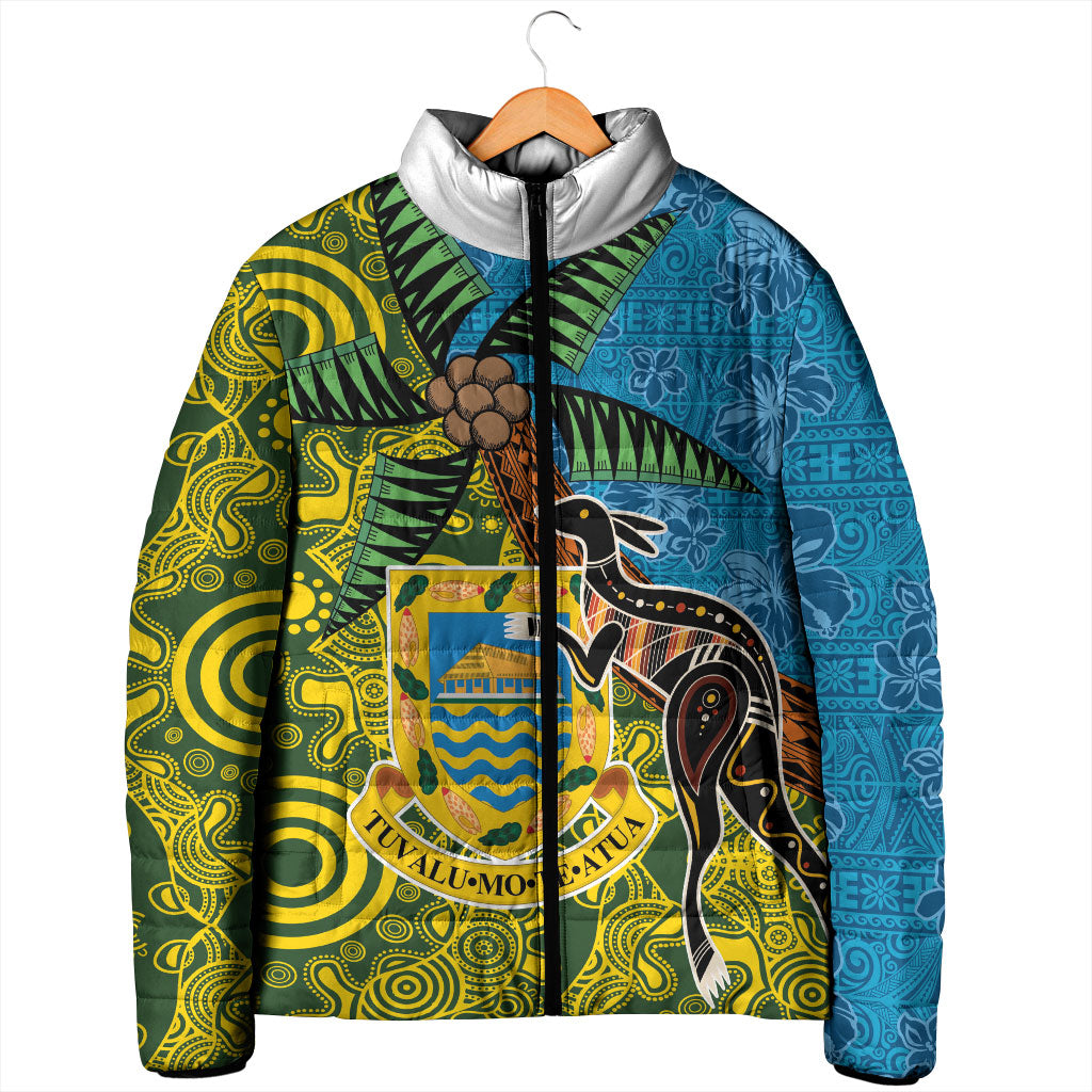 Tuvalu and Australia Together Padded Jacket Tapa Pattern and Aboriginal mix Culture LT03 - Polynesian Pride