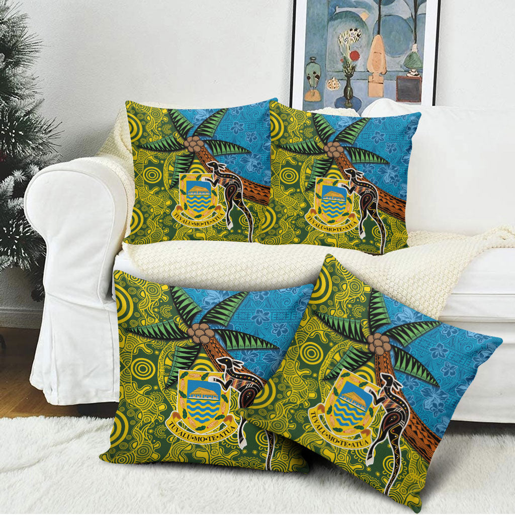 Tuvalu and Australia Together Pillow Cover Tapa Pattern and Aboriginal mix Culture LT03 - Polynesian Pride