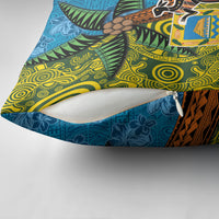 Tuvalu and Australia Together Pillow Cover Tapa Pattern and Aboriginal mix Culture LT03 - Polynesian Pride