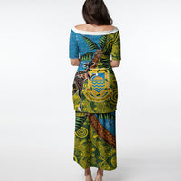 Tuvalu and Australia Together Puletasi Tapa Pattern and Aboriginal mix Culture LT03 - Polynesian Pride