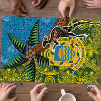 Tuvalu and Australia Together Puzzle Tapa Pattern and Aboriginal mix Culture LT03 - Polynesian Pride