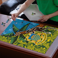 Tuvalu and Australia Together Puzzle Tapa Pattern and Aboriginal mix Culture LT03 - Polynesian Pride