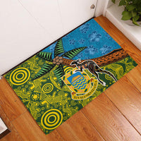 Tuvalu and Australia Together Rubber Doormat Tapa Pattern and Aboriginal mix Culture LT03 - Polynesian Pride