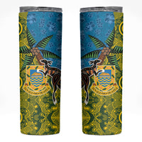 Tuvalu and Australia Together Skinny Tumbler Tapa Pattern and Aboriginal mix Culture LT03 Multicolor - Polynesian Pride