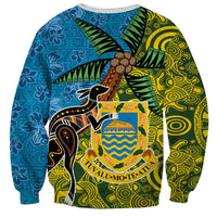 Tuvalu and Australia Together Sweatshirt Tapa Pattern and Aboriginal mix Culture LT03 - Polynesian Pride
