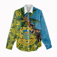 Tuvalu and Australia Together Women Casual Shirt Tapa Pattern and Aboriginal mix Culture LT03 - Polynesian Pride