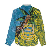 Tuvalu and Australia Together Women Casual Shirt Tapa Pattern and Aboriginal mix Culture LT03 - Polynesian Pride