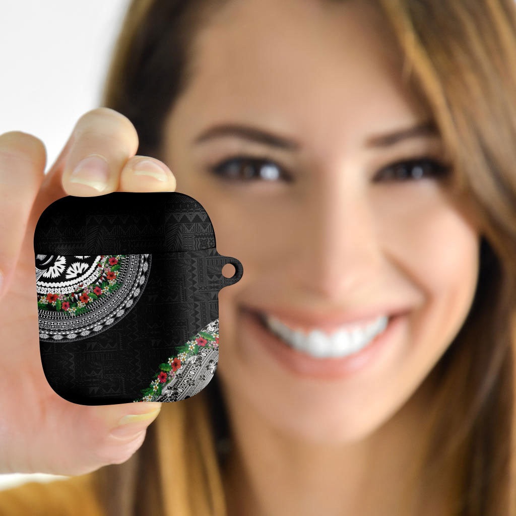 Fiji Hibiscus AirPods Case Tapa Masi Motifs with Tropical Plants LT03 - Polynesian Pride