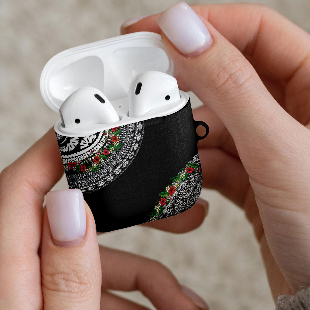 Fiji Hibiscus AirPods Case Tapa Masi Motifs with Tropical Plants LT03 - Polynesian Pride