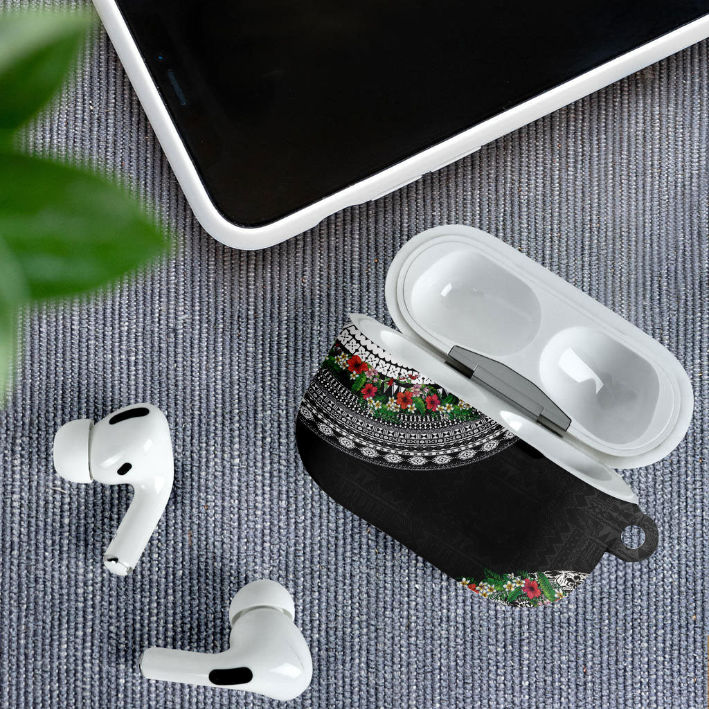 Fiji Hibiscus AirPods Case Tapa Masi Motifs with Tropical Plants LT03 - Polynesian Pride