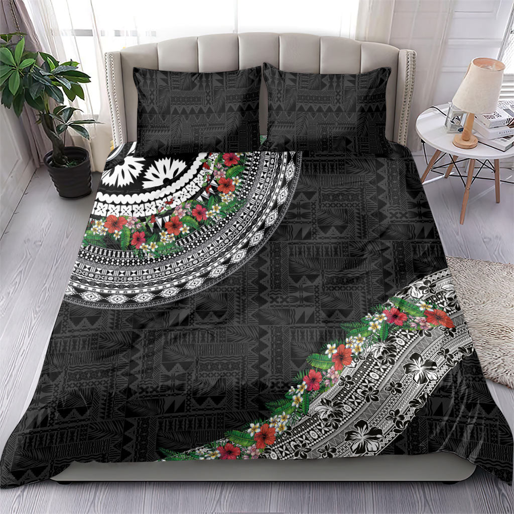 Fiji Hibiscus Bedding Set Tapa Masi Motifs with Tropical Plants LT03 - Polynesian Pride