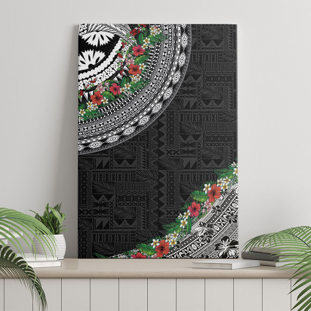 Fiji Hibiscus Canvas Wall Art Tapa Masi Motifs with Tropical Plants LT03 - Polynesian Pride