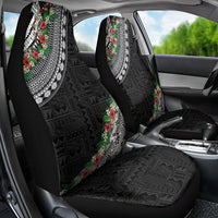 Fiji Hibiscus Car Seat Cover Tapa Masi Motifs with Tropical Plants LT03 - Polynesian Pride