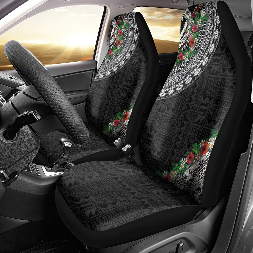 Fiji Hibiscus Car Seat Cover Tapa Masi Motifs with Tropical Plants LT03 - Polynesian Pride
