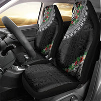Fiji Hibiscus Car Seat Cover Tapa Masi Motifs with Tropical Plants LT03 - Polynesian Pride