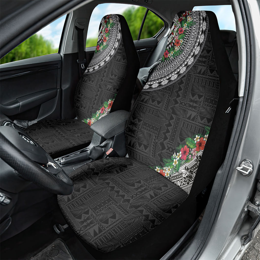 Fiji Hibiscus Car Seat Cover Tapa Masi Motifs with Tropical Plants LT03 - Polynesian Pride