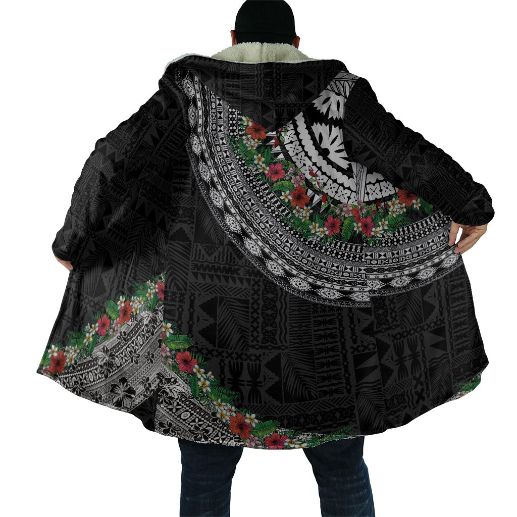Fiji Hibiscus Cloak Tapa Masi Motifs with Tropical Plants LT03 - Polynesian Pride