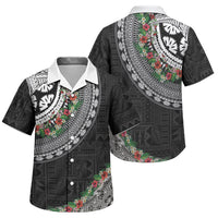 Fiji Hibiscus Family Matching Mermaid Dress and Hawaiian Shirt Tapa Masi Motifs with Tropical Plants LT03 Son's Shirt Black - Polynesian Pride