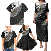 Fiji Hibiscus Family Matching Puletasi and Hawaiian Shirt Tapa Masi Motifs with Tropical Plants LT03 - Polynesian Pride