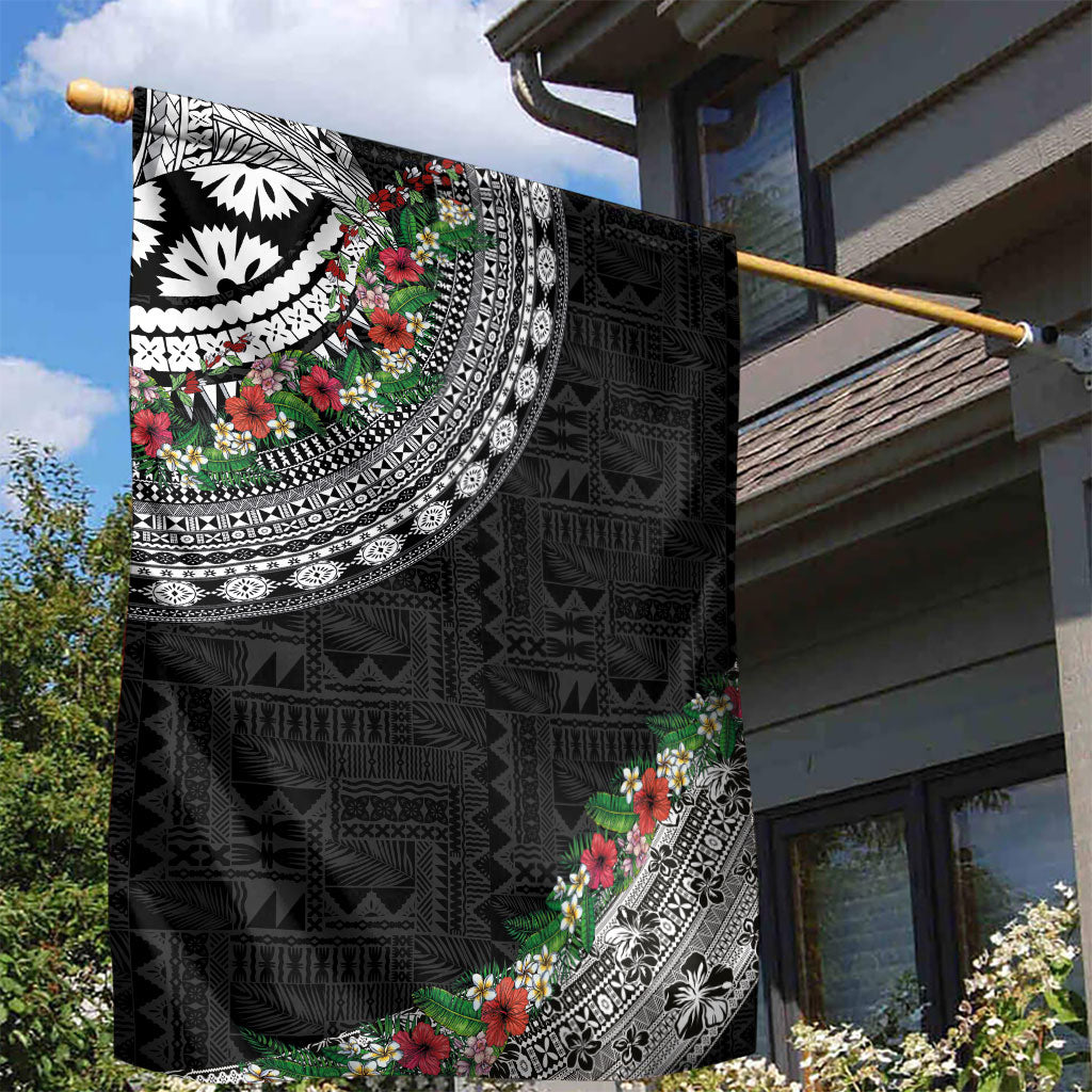Fiji Hibiscus Garden Flag Tapa Masi Motifs with Tropical Plants LT03 - Polynesian Pride