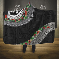 Fiji Hibiscus Hooded Blanket Tapa Masi Motifs with Tropical Plants LT03 - Polynesian Pride