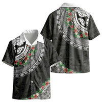 Fiji Hibiscus Kid Hawaiian Shirt Tapa Masi Motifs with Tropical Plants LT03 - Polynesian Pride