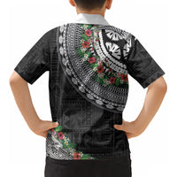 Fiji Hibiscus Kid Hawaiian Shirt Tapa Masi Motifs with Tropical Plants LT03 - Polynesian Pride