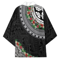 Fiji Hibiscus Kimono Tapa Masi Motifs with Tropical Plants LT03 - Polynesian Pride