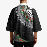Fiji Hibiscus Kimono Tapa Masi Motifs with Tropical Plants LT03 - Polynesian Pride