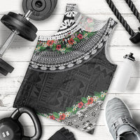Fiji Hibiscus Men Tank Top Tapa Masi Motifs with Tropical Plants LT03 - Polynesian Pride