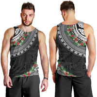 Fiji Hibiscus Men Tank Top Tapa Masi Motifs with Tropical Plants LT03 - Polynesian Pride