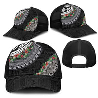Fiji Hibiscus Mesh Trucker Cap Tapa Masi Motifs with Tropical Plants LT03 - Polynesian Pride