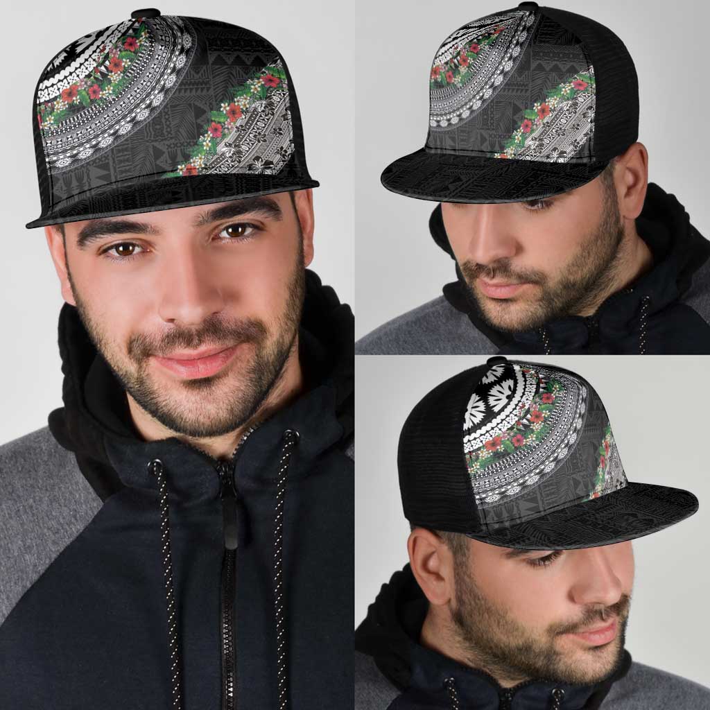 Fiji Hibiscus Mesh Trucker Cap Tapa Masi Motifs with Tropical Plants LT03 - Polynesian Pride