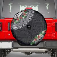 Fiji Hibiscus Spare Tire Cover Tapa Masi Motifs with Tropical Plants LT03 - Polynesian Pride