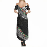 Fiji Hibiscus Summer Maxi Dress Tapa Masi Motifs with Tropical Plants LT03 - Polynesian Pride