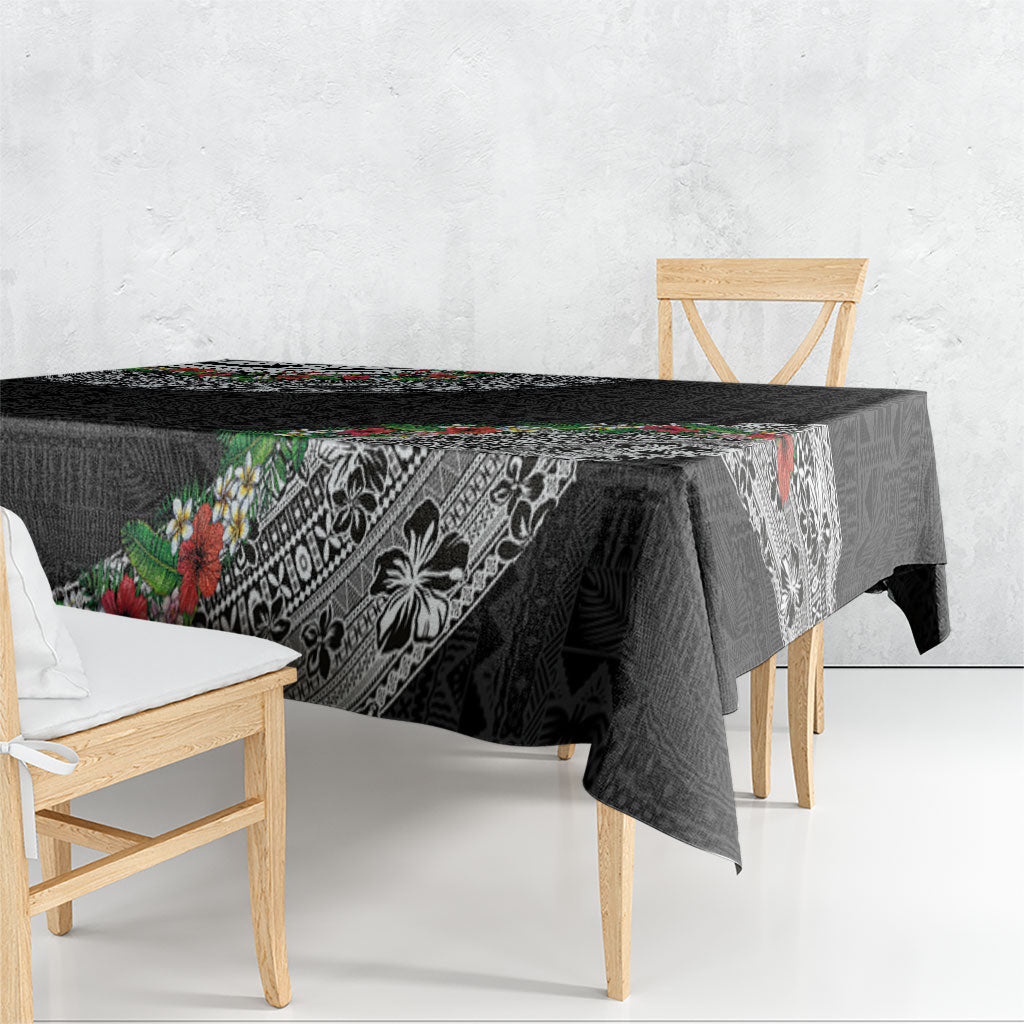 Fiji Hibiscus Tablecloth Tapa Masi Motifs with Tropical Plants LT03 - Polynesian Pride