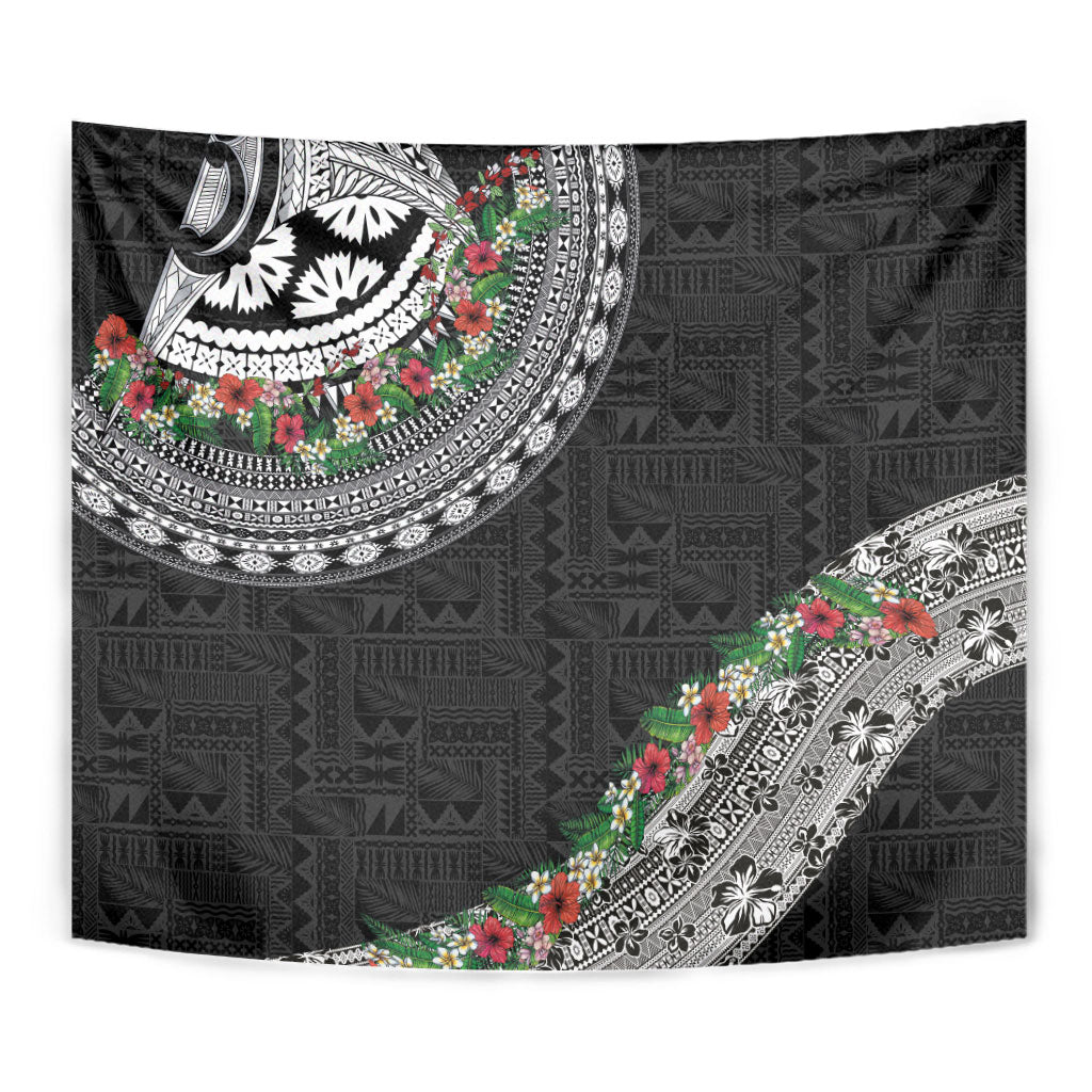 Fiji Hibiscus Tapestry Tapa Masi Motifs with Tropical Plants LT03 - Polynesian Pride