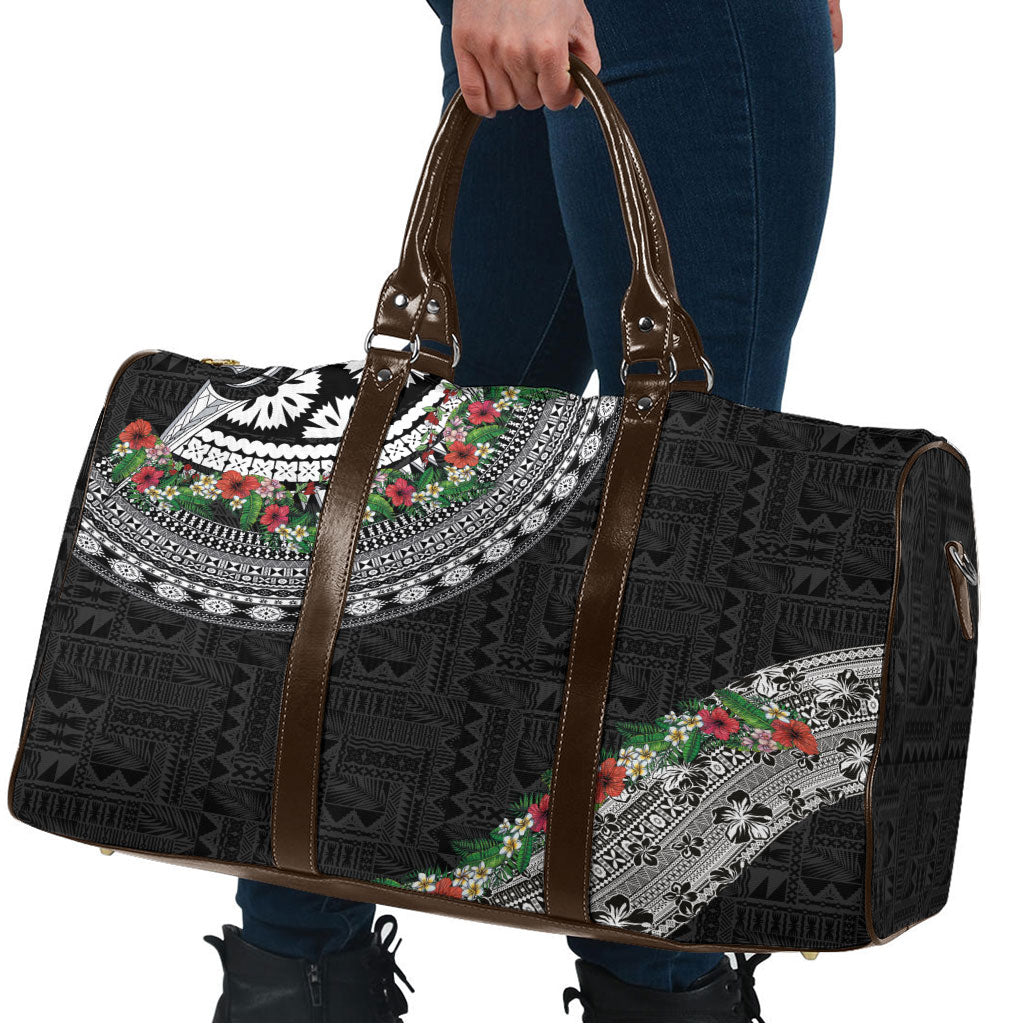 Fiji Hibiscus Travel Bag Tapa Masi Motifs with Tropical Plants LT03 - Polynesian Pride