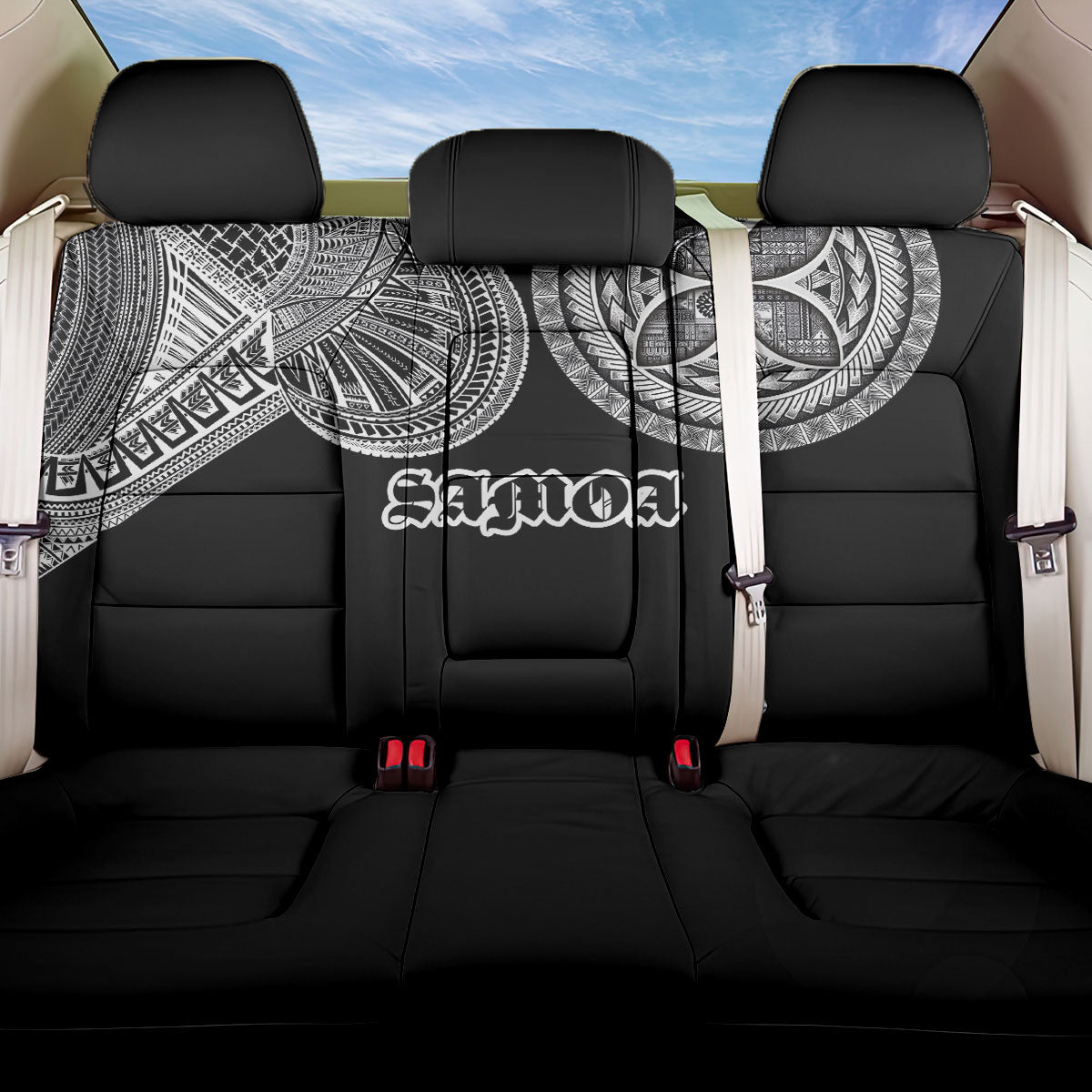 Samoa Traditional Tattoo Back Car Seat Cover Tribal Tatau Pattern LT03 One Size Black - Polynesian Pride