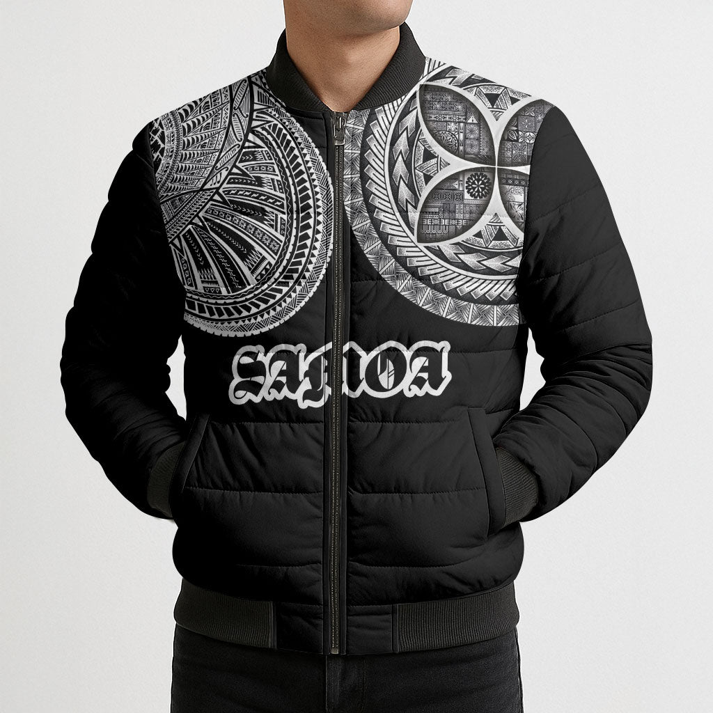 Samoa Traditional Tattoo Bomber Puffer Jacket Tribal Tatau Pattern LT03 - Polynesian Pride