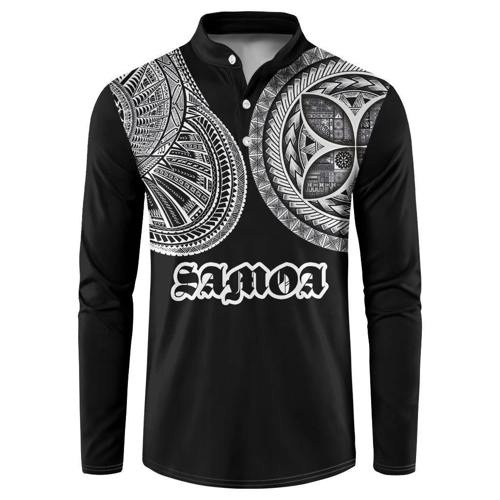 Samoa Traditional Tattoo Button Sweatshirt Tribal Tatau Pattern LT03 Black - Polynesian Pride
